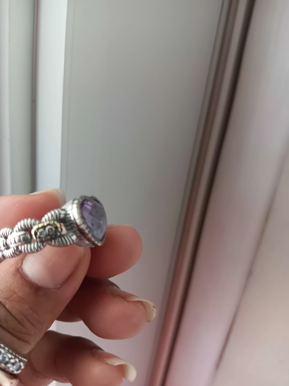 Judith Ripka Silver Ring with Teardrop Lavender Amethyst - Picture 3 of 6